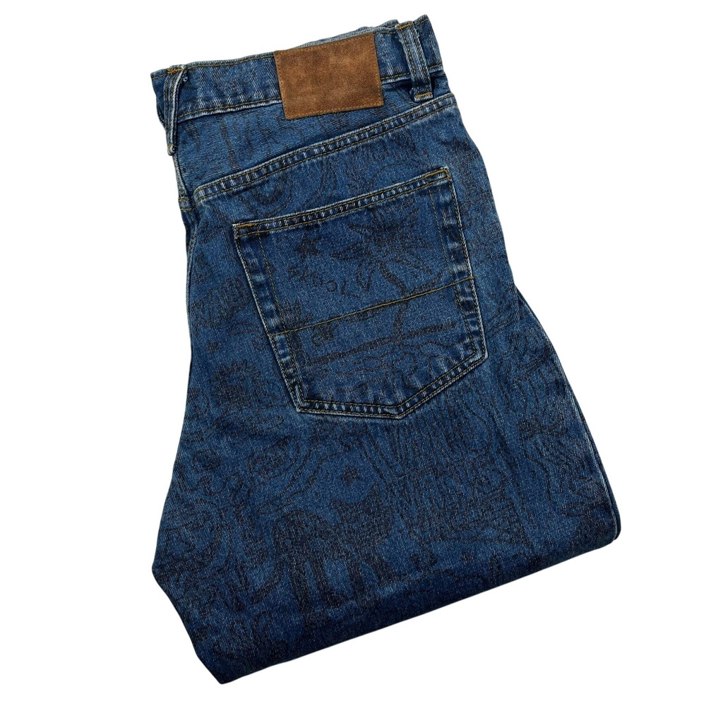 Vans Check-5 Jeans Mens 31 Blue All Over Doodle Print Skate (Fits32x31)